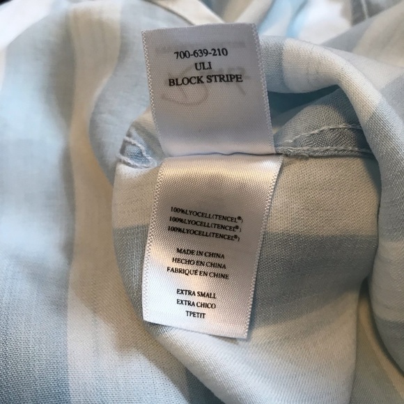 Rails Uli Blue White Block Stripe 100% Lyocell Lace Up Pullover XS‎ - Picture 7 of 7